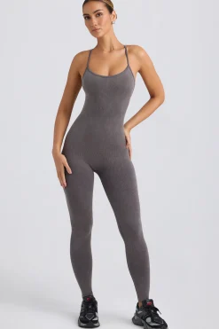 Oh Polly Unitards | Jumpsuits & Unitards^Cross-Back Jumpsuit in Washed Charcoal WashedCharcoal