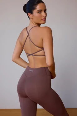 Oh Polly Matching Sets | Sports Bras^Cross-Back Sports Bra in Taupe Brown TaupeBrown