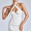 Oh Polly Women'S Clothing Sale - $65 And Under | Bride To Be^Cross-Neck A-Line Mini Dress in Ivory