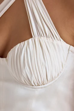 Oh Polly Women'S Clothing Sale - $65 And Under | Bride To Be^Cross-Neck A-Line Mini Dress in Ivory
