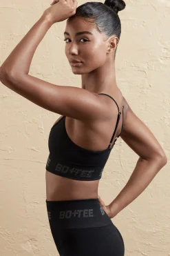Oh Polly Matching Sets | Sports Bras^Curved Neckline Sports Bra in Black