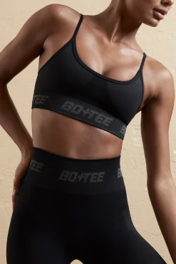 Oh Polly Matching Sets | Sports Bras^Curved Neckline Sports Bra in Black