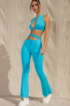 Oh Polly Women'S Clothing Sale - $65 And Under | Women'S Clothing Sale - $40 And Under^Cut Out Flare Trousers in Aqua