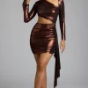 Oh Polly Women'S Clothing Sale - $65 And Under | Women'S Clothing Sale - $40 And Under^Cut Out Metallic Jersey Mini Dress in Copper Bronze CopperBronze