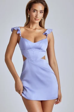 Oh Polly Women'S Clothing Sale - $65 And Under^Cut Out Satin Mini Dress in Blue Lavender BlueLavender