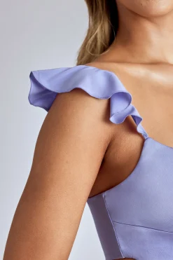 Oh Polly Women'S Clothing Sale - $65 And Under^Cut Out Satin Mini Dress in Blue Lavender BlueLavender