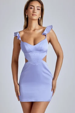 Oh Polly Women'S Clothing Sale - $65 And Under^Cut Out Satin Mini Dress in Blue Lavender BlueLavender
