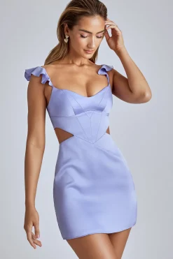 Oh Polly Women'S Clothing Sale - $65 And Under^Cut Out Satin Mini Dress in Blue Lavender BlueLavender