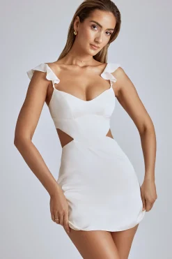 Oh Polly Bride To Be | Satin Dresses^Cut Out Satin Mini Dress in Ivory