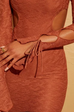 Oh Polly Women'S Clothing Sale - $65 And Under | Women'S Clothing Sale - $40 And Under^Cut Out Sleeve Mini Dress in Rust