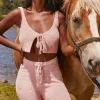 Oh Polly Women'S Clothing Sale - $65 And Under | Women'S Clothing Sale - $40 And Under^Cute Doing Nothing Cosy Tie Front Crop Top in Pink
