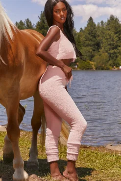 Oh Polly Women'S Clothing Sale - $65 And Under | Women'S Clothing Sale - $40 And Under^Cute Doing Nothing Cosy Tie Front Crop Top in Pink