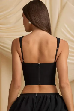 Oh Polly Tops^Cut-Out Bow-Detail Corset Top in Black