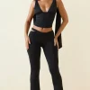 Oh Polly Bottoms | Co-Ords^Cut-Out Mid-Rise Flared Trousers in Black