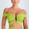 Oh Polly Co-Ords | Tops^Cut-Out Off-Shoulder Crop Top in Lime Green LimeGreen