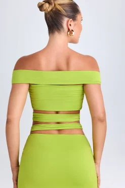 Oh Polly Co-Ords | Tops^Cut-Out Off-Shoulder Crop Top in Lime Green LimeGreen