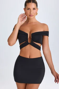 Oh Polly Co-Ords | Tops^Cut-Out Off-Shoulder Crop Top in Black