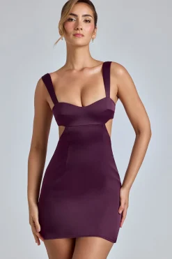 Oh Polly Women'S Clothing Sale - $65 And Under | Night Out^Cut-Out Satin Mini Dress in Plum