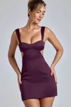 Oh Polly Women'S Clothing Sale - $65 And Under | Night Out^Cut-Out Satin Mini Dress in Plum