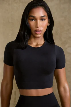 Oh Polly Matching Sets | Tops^Define Luxe Baby Tee Crop Top in Black
