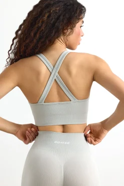 Oh Polly Matching Sets | Sports Bras^Define Luxe Cross-Back Sports Bra in Fog LightGrey