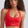 Oh Polly Matching Sets | Tops^Define Luxe Halterneck Sports Bra in Poppy Red
