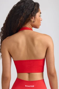 Oh Polly Matching Sets | Tops^Define Luxe Halterneck Sports Bra in Poppy Red