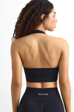 Oh Polly Matching Sets | Sports Bras^Define Luxe Halterneck Sports Bra in Jet Black