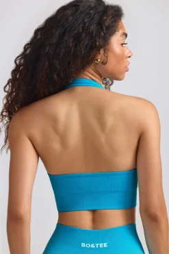 Oh Polly Women'S Clothing Sale - $65 And Under | Women'S Clothing Sale - $40 And Under^Define Luxe Halterneck Sports Bra in Turquoise Blue