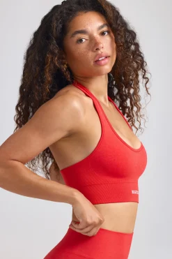 Oh Polly Matching Sets | Tops^Define Luxe Halterneck Sports Bra in Poppy Red