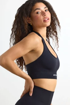 Oh Polly Matching Sets | Sports Bras^Define Luxe Halterneck Sports Bra in Jet Black