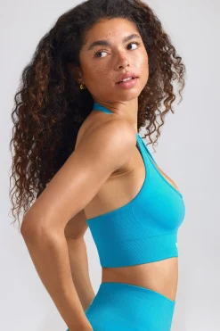 Oh Polly Women'S Clothing Sale - $65 And Under | Women'S Clothing Sale - $40 And Under^Define Luxe Halterneck Sports Bra in Turquoise Blue