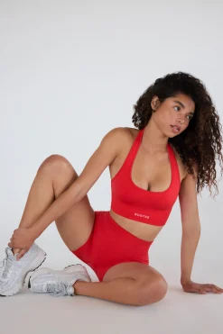 Oh Polly Matching Sets | Tops^Define Luxe Halterneck Sports Bra in Poppy Red