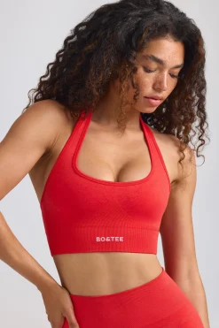 Oh Polly Matching Sets | Tops^Define Luxe Halterneck Sports Bra in Poppy Red