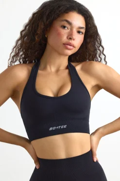 Oh Polly Matching Sets | Sports Bras^Define Luxe Halterneck Sports Bra in Jet Black