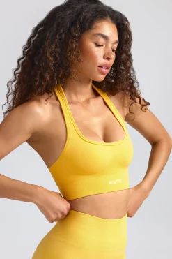 Oh Polly Women'S Clothing Sale - $65 And Under | Women'S Clothing Sale - $40 And Under^Define Luxe Halterneck Sports Bra in Golden Yellow