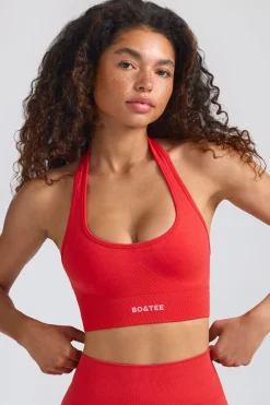 Oh Polly Matching Sets | Tops^Define Luxe Halterneck Sports Bra in Poppy Red