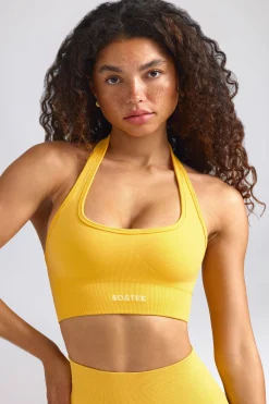 Oh Polly Women'S Clothing Sale - $65 And Under | Women'S Clothing Sale - $40 And Under^Define Luxe Halterneck Sports Bra in Golden Yellow
