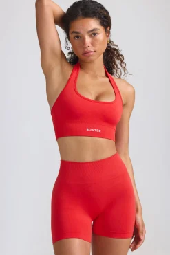 Oh Polly Matching Sets | Tops^Define Luxe Halterneck Sports Bra in Poppy Red