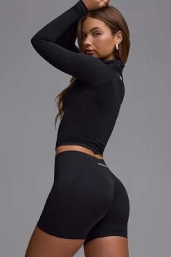 Oh Polly Matching Sets | Shorts^Define Luxe High-Waist Mini Shorts in Black