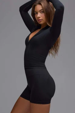Oh Polly Matching Sets | Shorts^Define Luxe High-Waist Mini Shorts in Black
