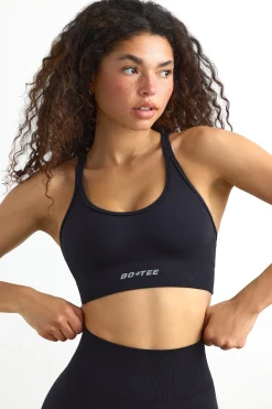 Oh Polly Matching Sets | Sports Bras^Define Luxe Strappy Sports Bra in Jet Black JetBlack