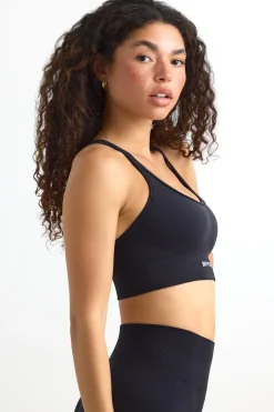 Oh Polly Matching Sets | Sports Bras^Define Luxe Strappy Sports Bra in Jet Black JetBlack