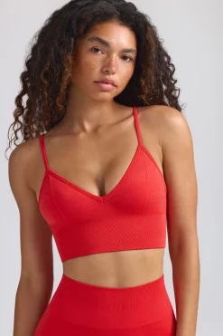 Oh Polly Matching Sets | Tops^Define Luxe V-Neck Sports Bra in Poppy Red