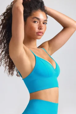 Oh Polly Women'S Clothing Sale - $65 And Under | Women'S Clothing Sale - $40 And Under^Define Luxe V-Neck Sports Bra in Turquoise Blue