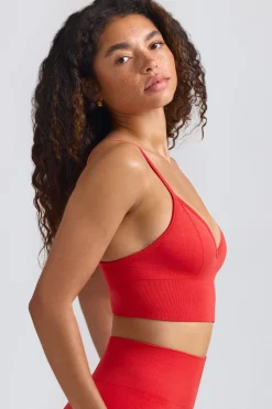 Oh Polly Matching Sets | Tops^Define Luxe V-Neck Sports Bra in Poppy Red