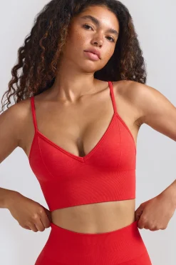 Oh Polly Matching Sets | Tops^Define Luxe V-Neck Sports Bra in Poppy Red