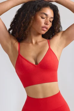 Oh Polly Matching Sets | Tops^Define Luxe V-Neck Sports Bra in Poppy Red