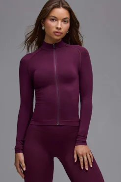 Oh Polly Coats | Matching Sets^Define Luxe Zip-Up Jacket in Grape