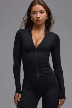 Oh Polly Coats | Matching Sets^Define Luxe Zip-Up Jacket in Black